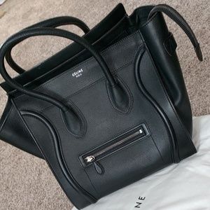 Céline Luggage Mini Black Calfskin Leather Satchel